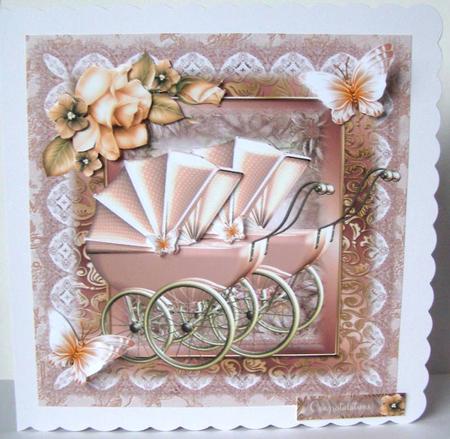 Twin Girls Baby Pram Topper by Margaret McCartney
