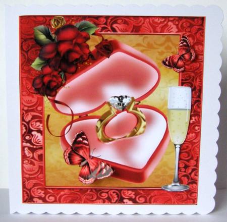 Beautiful Gold Engagement Ring in Red Box 8x8 by Margaret McCartney