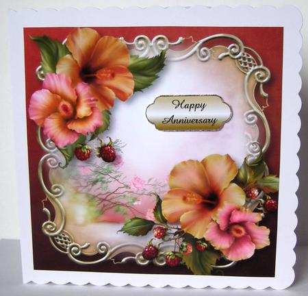 Pretty Hibiscus Flowers Golden Scene - Square by Margaret McCartney