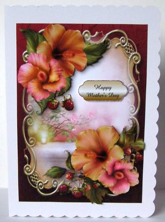Pretty Hibiscus Flowers Golden Scene by Margaret McCartney
