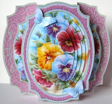 Pansies Double Pop Out Card Kit by Margaret McCartney