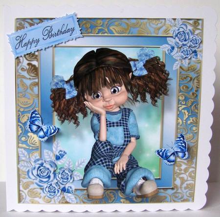 Cute Blue Kiki Girl 8x8 by Margaret McCartney