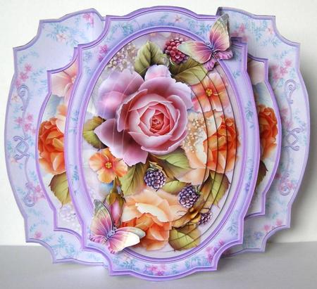 Rose Splendour Double Pop Out Card Kit with Pyramage by Margaret McCartney