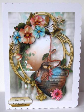 Wooden Heart, Summer Flowers & Golden Frame by Margaret McCartney