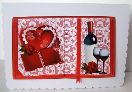 Open Lace Book with Roses and Wine A4 by Margaret McCartney