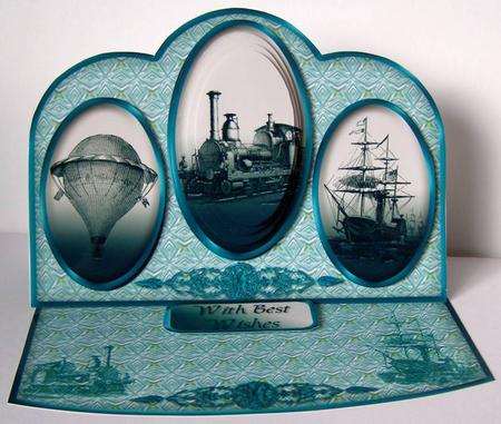 By Land, Sea and Air Triple Oval Easel Card Mini Kit by Margaret McCartney