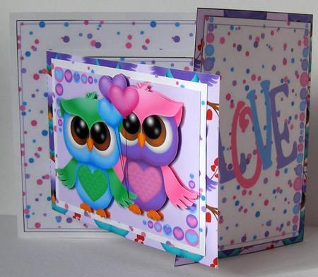 Double Fold Card Kit - Valentine Owl by Margaret McCartney