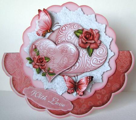 Roses & Hearts Scalloped Wobble Card Mini-kit by Margaret McCartney