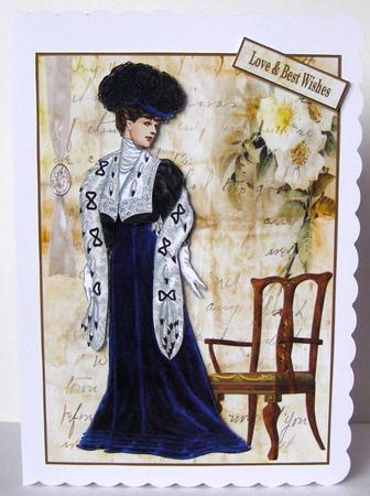 A4 Lady in Blue Decoupage Mini Kit by Margaret McCartney