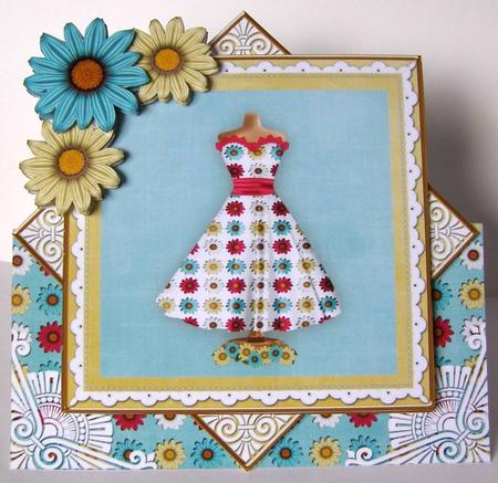 Teal Daisy Dress Diamond Mini Card Kit by Margaret McCartney