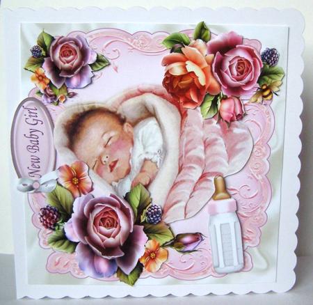 Sweet Vintage Baby Girl with Roses 8x8 Mini Kit by Margaret McCartney