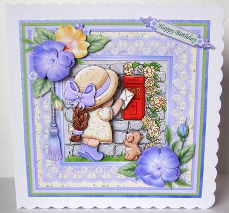 Ist Class Post Female Birthday 8x8 Mini Kit with Decoupage by Margaret McCartney