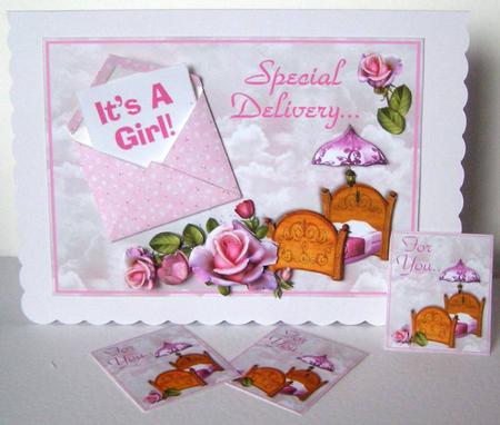 An Envelope on Top! Card Front Mini-kit - Baby Girl by Margaret McCartney