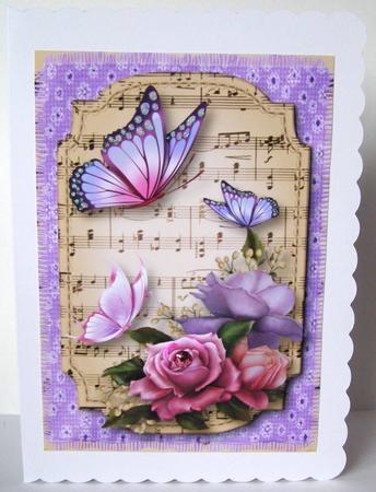 Belle Roses & Butterflies Sheet Music Plaque by Margaret McCartney