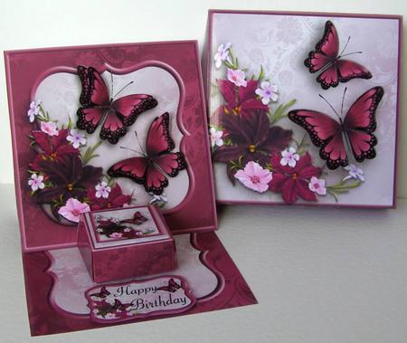 Burgandy Butterfly Easel Tea Light Box and Box Kit by Margaret McCartney