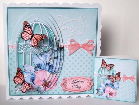 3D Spring Flowers & Butterflies Birdcage Pyramid Card Kit by Margaret McCartney