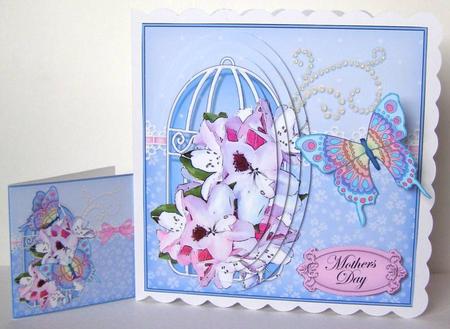 3D Pretty Flowers & Butterflies Birdcage Pyramid Card Kit by Margaret McCartney