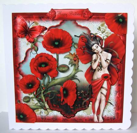 The Flower Fairy Poppy Card Front Kit by Margaret McCartney
