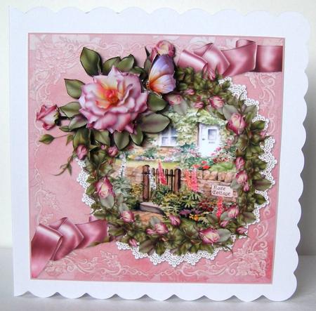 Rose Cottage in Rose Frame by Margaret McCartney