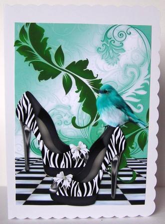 Elegant Stripe Shoes with Pretty Bird by Margaret McCartney