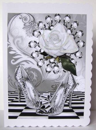 Diamonds with White Rose and Sparkle Shoes by Margaret McCartney