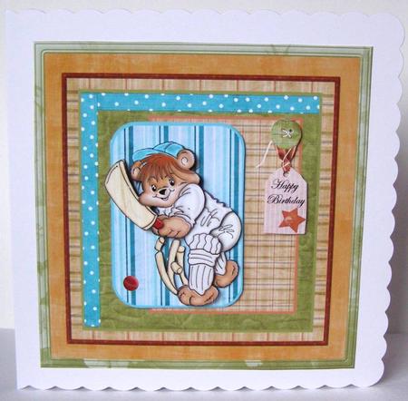 The Cricket Player 8x8 Card and Decoupage by Margaret McCartney