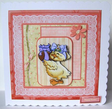 Easter Chick 8x8 Card with Decoupage by Margaret McCartney