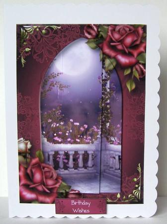 Arched Scene Stacker - Purple Roses by Margaret McCartney