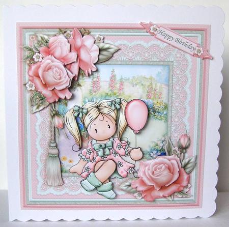 Birthday Girl & Balloon 8x8 Mini Kit & Decoupage by Margaret McCartney