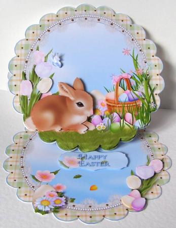 Easter Bunny Scalloped Round Easel Card Mini Kit by Margaret McCartney