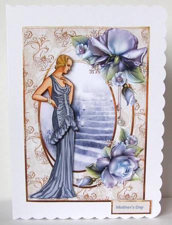 Lady in the Blue Dress Card and Decoupage by Margaret McCartney