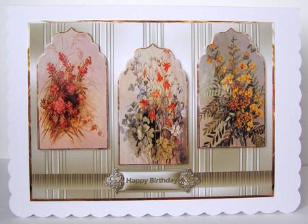 Vintage Floral Arch Panel Card with Toppers by Margaret McCartney