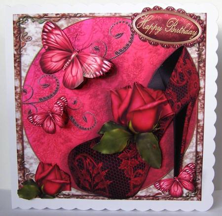 Pink Lace Shoe with Rose's & Butterflies 8x8 Mini Kit by Margaret McCartney