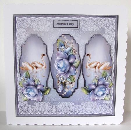 Swans and Blue Roses 8x8 Card Mini Kit by Margaret McCartney