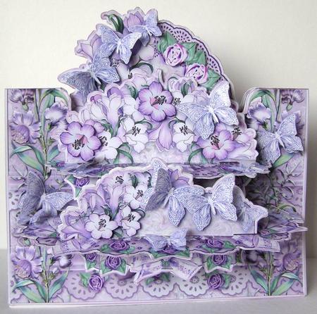3D Card Kit Twin Table Lilac Butterflies by Margaret McCartney