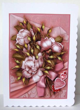 Pink Roses Bouquet Floral Kit, 6 Pages, Including Decoupage Step by Step by Margaret McCartney