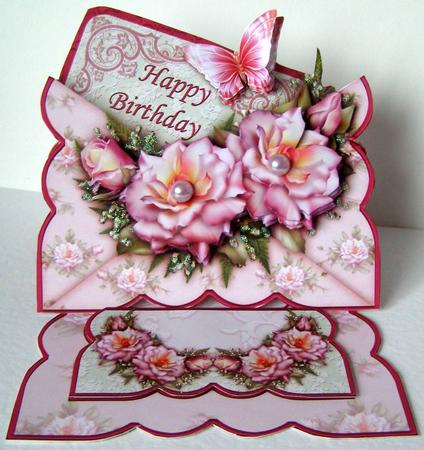 Summer Roses 3D Envelope Easel Card Kit by Margaret McCartney