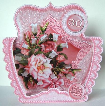 3D Acetate Window Vintage Pink Roses Bouquet by Margaret McCartney