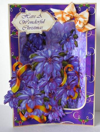 3D Corner Card Kit - Purple Poisettias by Margaret McCartney