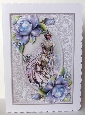 Vintage Bride in Patterned Frame by Margaret McCartney