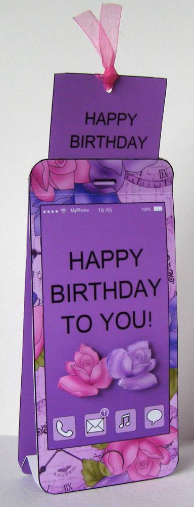 3D Smartphone Shaped Birthday Roses Card & Gift Card Holder by Margaret McCartney