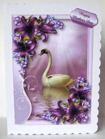 Serene Swan with Deep Purple Lilies by Margaret McCartney