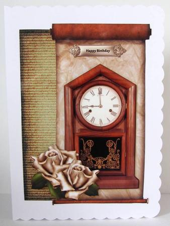 Over the Edge Male Card Clock& Roses by Margaret McCartney