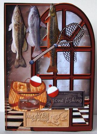 Over the Edge Male Card Gone Fishing by Margaret McCartney