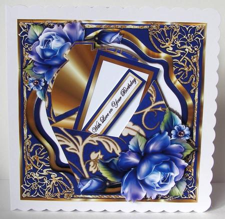 Open Envelope Card Front Mini Kit - Blue & Gold by Margaret McCartney