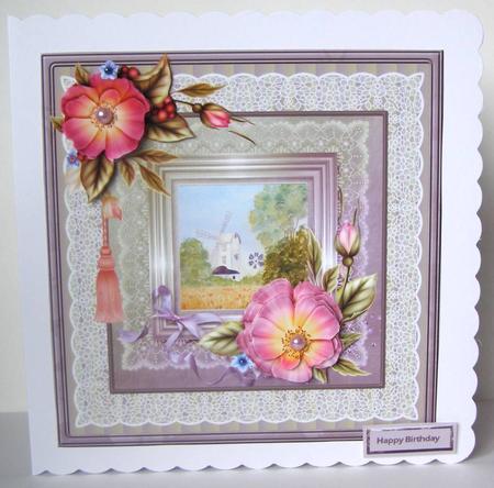 Wild Rose 8x8 Card Mini Kit with Decoupage by Margaret McCartney