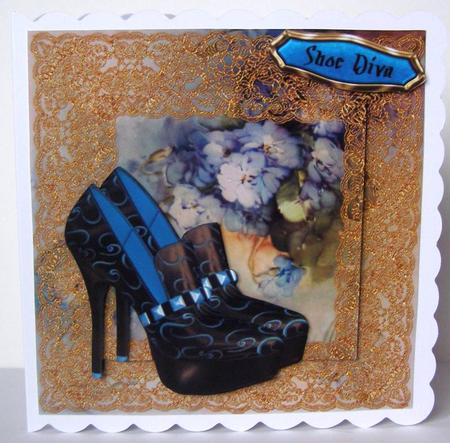 Shoe Diva - Black Platform Stilettos with Violets by Margaret McCartney