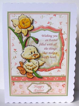 Happy Easter Chick & Daffodil Topper & Decoupage by Margaret McCartney