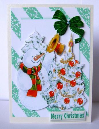 Snowman with Christmas Tree by Margaret McCartney
