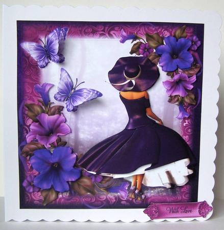 Purple Petunia Beauty Card Front Kit by Margaret McCartney